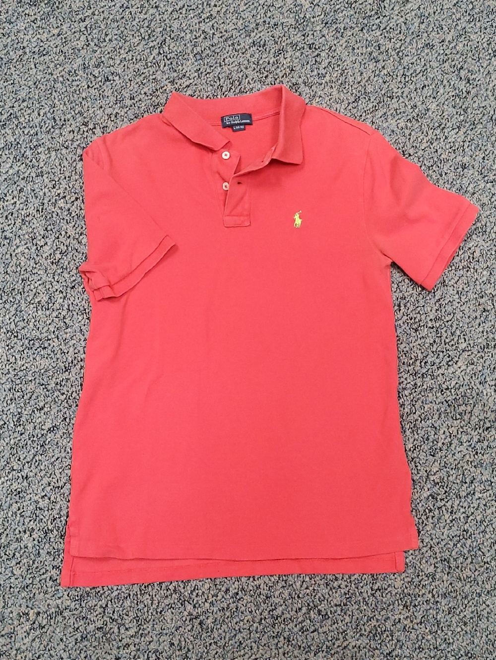 Ralph Lauren Coral Polo Shirt with Yellow Pony Accent
